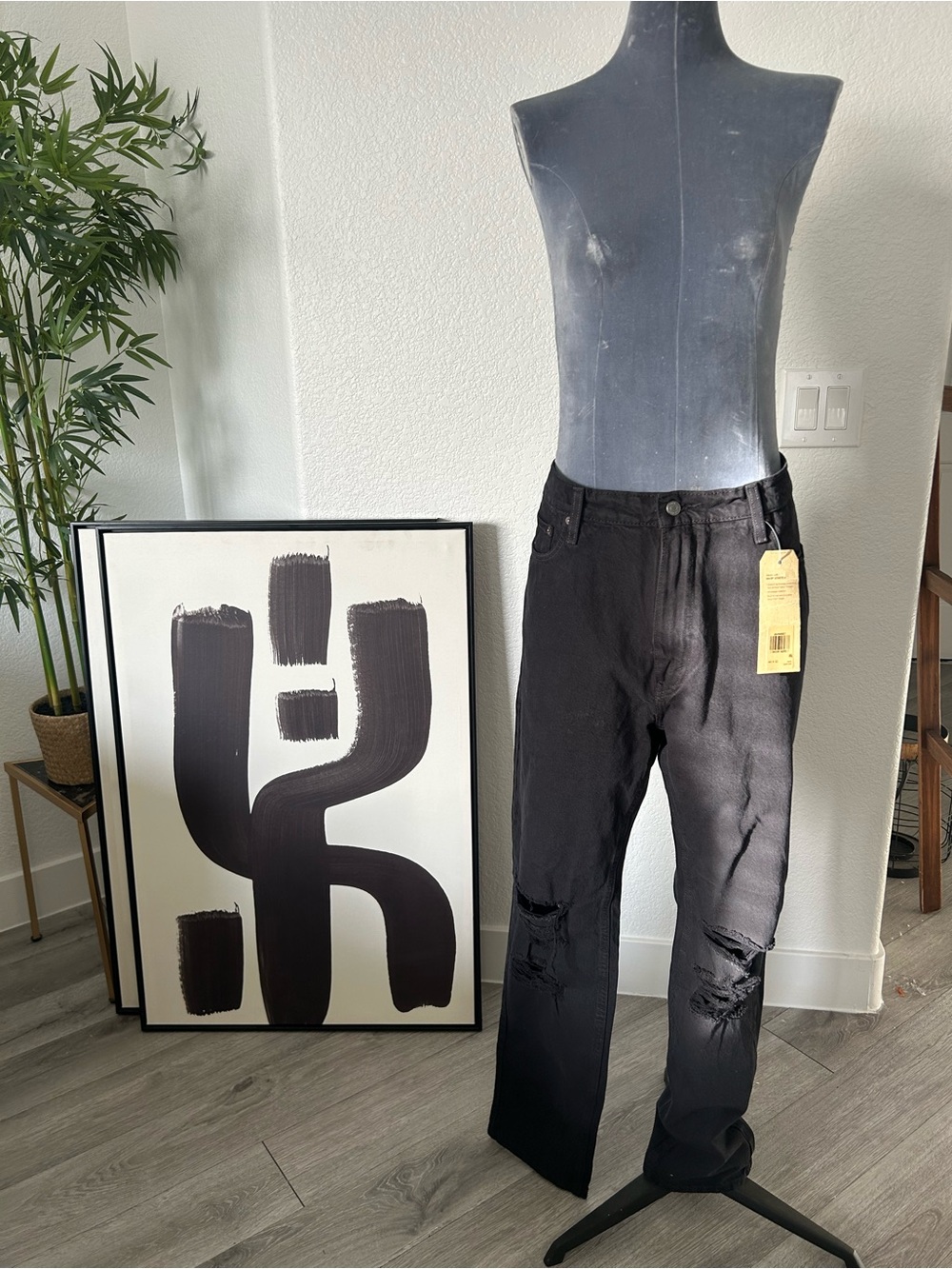 Levi's Black Athletic Slim Jeans with Patch Detail